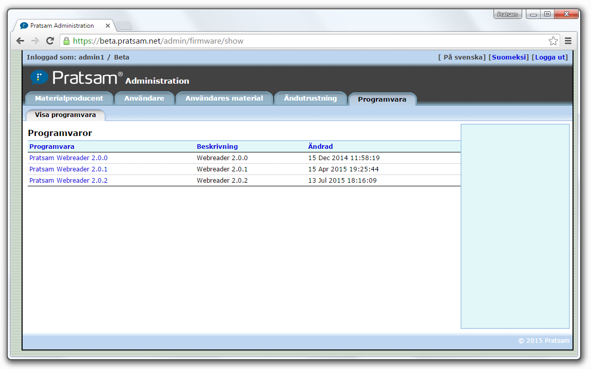 Pratsam Server admin - User software management